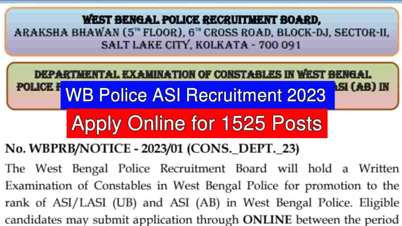 WB Police ASI Recruitment 2023