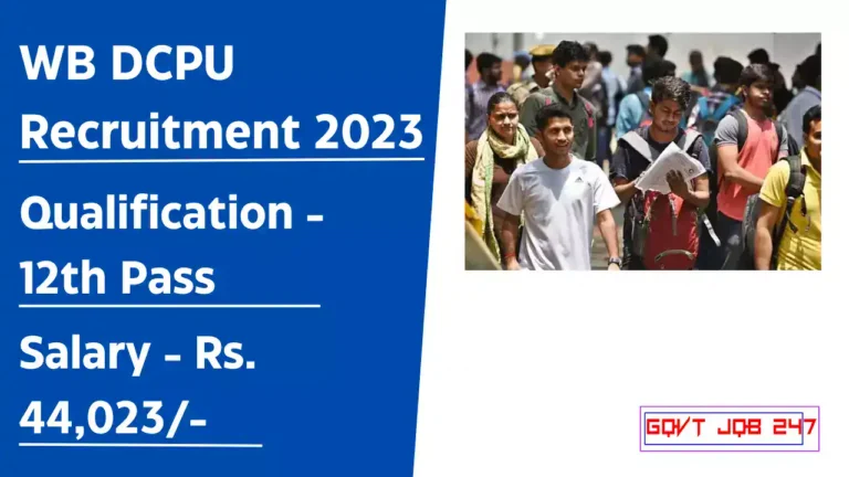 WB DCPU Recruitment 2023